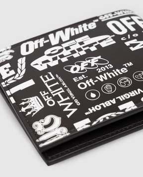 Off-White Чорне шкіряне портмоне Heritage Multilogo OMNC094F25LEA003