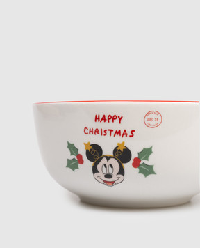 Disney Біла керамічна миска Mickey Mouse з принтом Happy Christmas DN25333