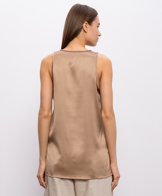 Brunello Cucinelli Коричневый топ из шелка M0C59DZ300 изображение 4