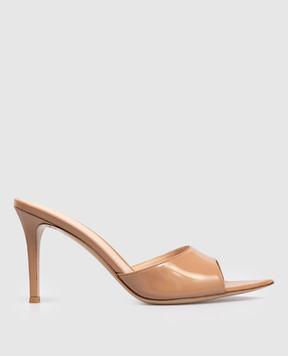 Gianvito Rossi Бежевые кожаные глянцевые мюли ELLE G1513085RIC