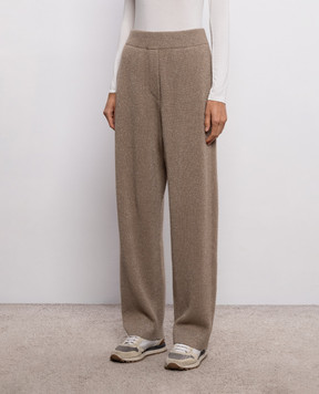 Brunello Cucinelli Коричневые спортивные брюки с кашемиром с люрексом M1E224779