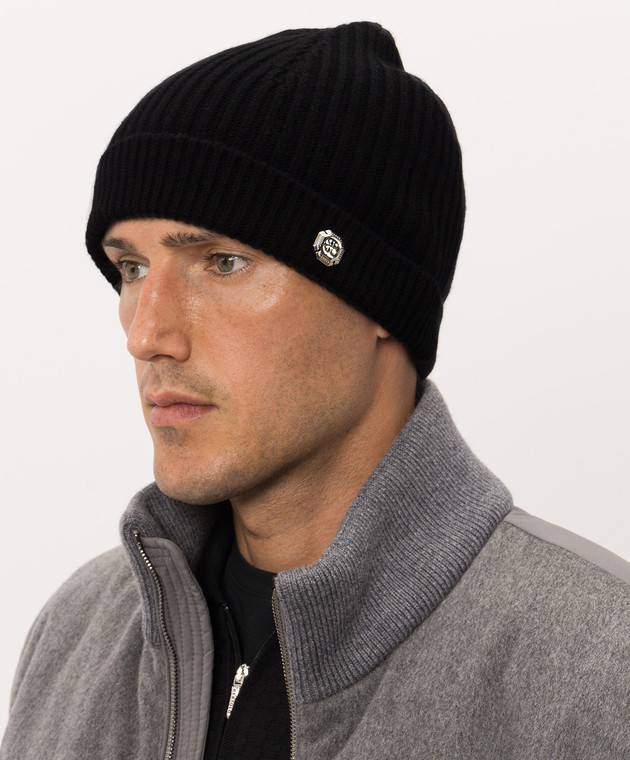 Bertolo Cashmere Черная шапка из кашемира 500019000005 изображение 2