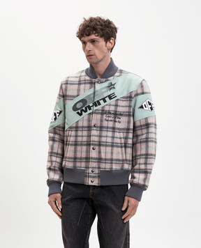 Off-White Утеплений бомбер з вовною в клітинку 44XEH05RS26F001