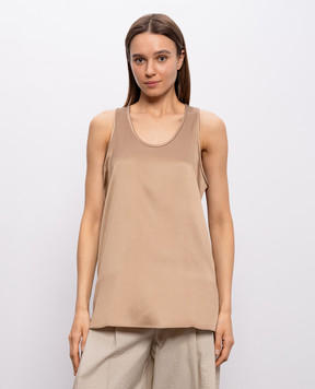 Brunello Cucinelli Коричневий топ із шовку M0C59DZ300