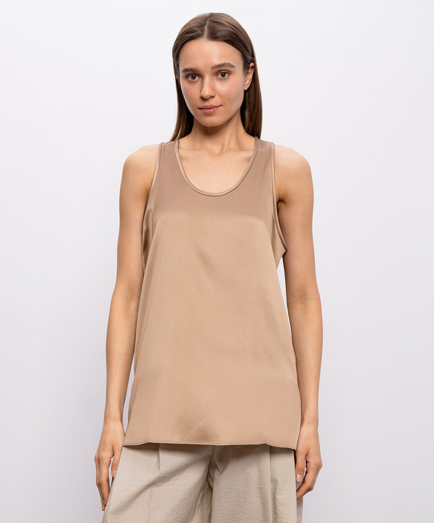 Brunello Cucinelli Коричневый топ из шелка M0C59DZ300 изображение 3