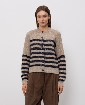 Brunello Cucinelli Бежевий кардиган з вовни і кашеміру MGY563706P
