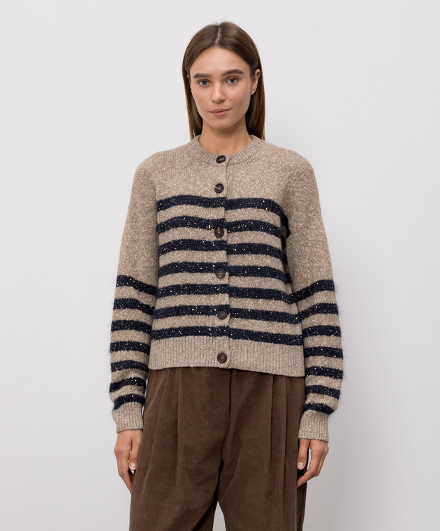 Brunello Cucinelli Бежевий кардиган з вовни і кашеміру MGY563706P зображення 3