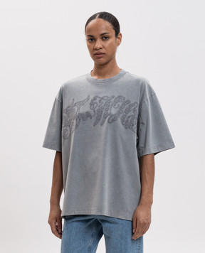 Off-White Сіра футболка з вишивкою логотипа 2FA00429T