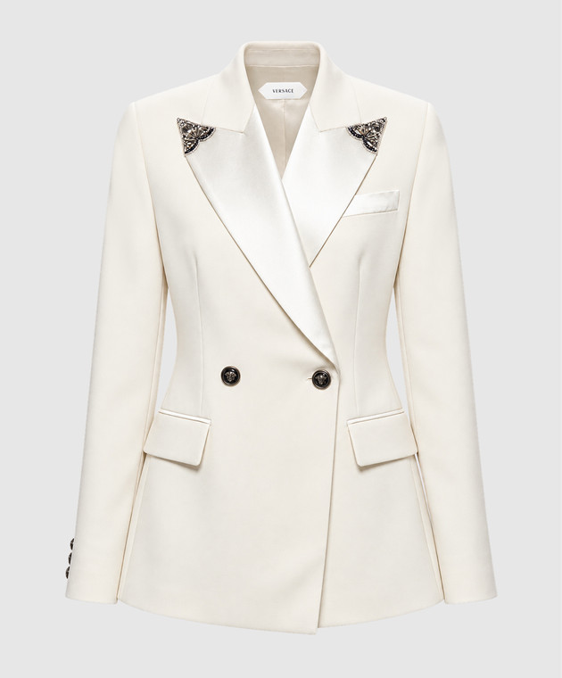 Versace двубортный жакет из шерсти цвета айвори 10269221A18305