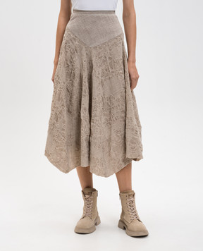 Marc Le Bihan Бежева спідниця міді з вовни 2547