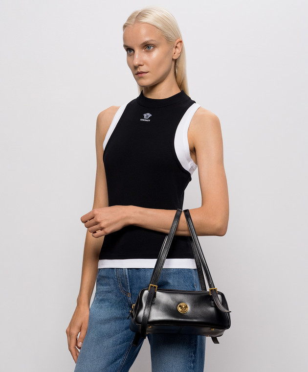 Versace Черная кожаная сумка-тоут Emblème 10243181A17449 изображение 2