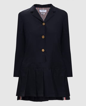 Thom Browne Синее платье-мини Super 120 из шерсти FDR094O00626
