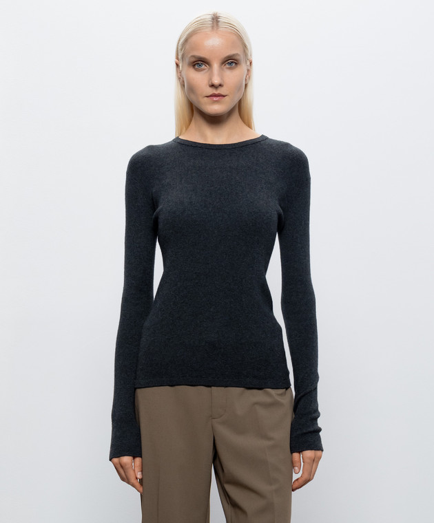 LISA YANG Серый лонгслив Vivian с кашемиром 2025146 изображение 3