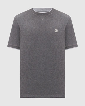 Brunello Cucinelli Серая футболка с вышивкой эмблемы M0B137451G