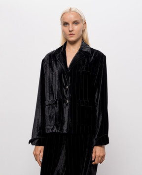Ermanno Scervino Чорна оксамитова сорочка в стилі піжами з шовком D492I350XTC