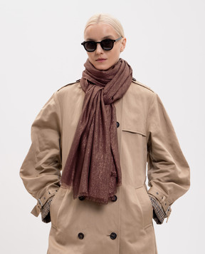 Brunello Cucinelli Бордовый палантин с кашемиром и шелком с люрексом MSCDAR097P