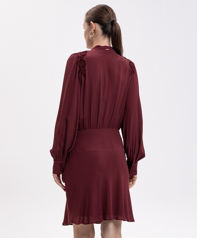 Twinset Бордовое платье с воротником-аскотом 262TT2460 изображение 4