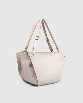 Gianni Chiarini Бежева шкіряна сумка-тоут Bloom з принтом логотипа BS12226RNGDBLTU