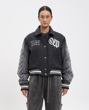 Off-White Сірий бомбер Gothic Class з вовною 2EK00MF25DEN001