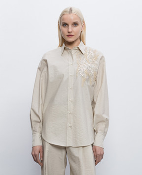 Brunello Cucinelli Бежевая рубашка с пайетками M0F79RJ926