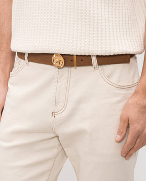 Versace Коричневий ремінь Medusa Biggie з нубуку 10037601A16661