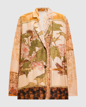 Masnada Бежевый жакет в брендовый принт 8060