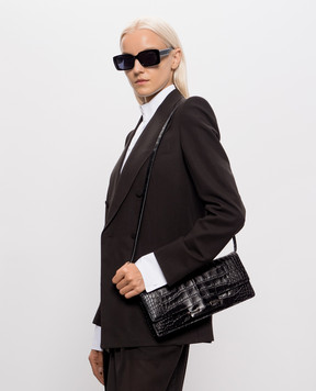 Tom Ford Чорна шкіряна сумка AUBE E/W з тисненням під шкіру крокодила L1899LCL607P