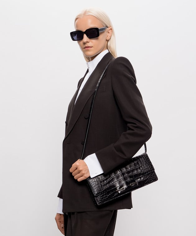 Tom Ford Чорна шкіряна сумка AUBE E/W з тисненням під шкіру крокодила L1899LCL607P зображення 2