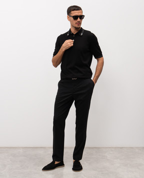 Dolce&Gabbana Чорне поло із шовку з монограмою логотипа DG GXZ02TJBSOI