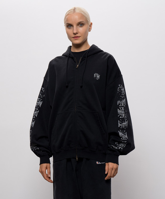 Vetements Чорна спортивна куртка з брендовим принтом MH27ZU250B зображення 3
