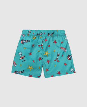 Diesel Дитячі зелені шорти для плавання Mialyb в принт K00780KXBTH