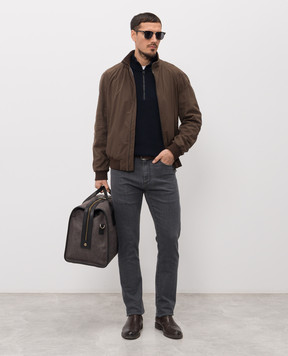 Canali Коричнева комбінована куртка із замшею LE00303O70485