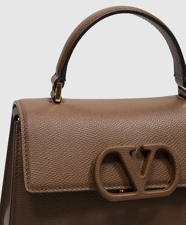 Valentino Коричневая кожаная сумка-трапеция Vsling 9W2B0T85YCZ изображение 7