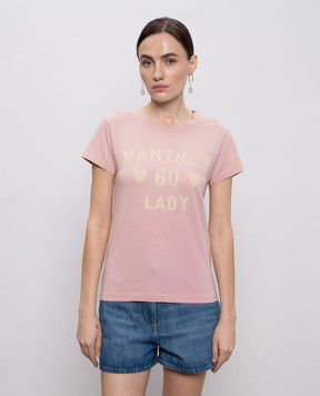 Valentino Розовая футболка Panther Lady с винтажным эффектом 8B3MG24Y9GL
