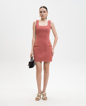 Balmain Рожева твідова сукня-футляр з вовною GF0R2541WD60