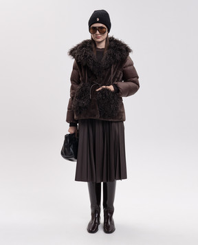 Moncler Коричневая пуховая куртка-трансформер Immersif L20931A0018389B1C