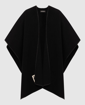 Ann Demeulemeester Черное пончо с шерстью Ovart B0014418FA510