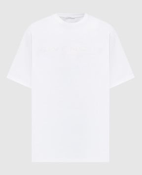 Givenchy Біла футболка з шовком з логотипом BM71NK3YSF