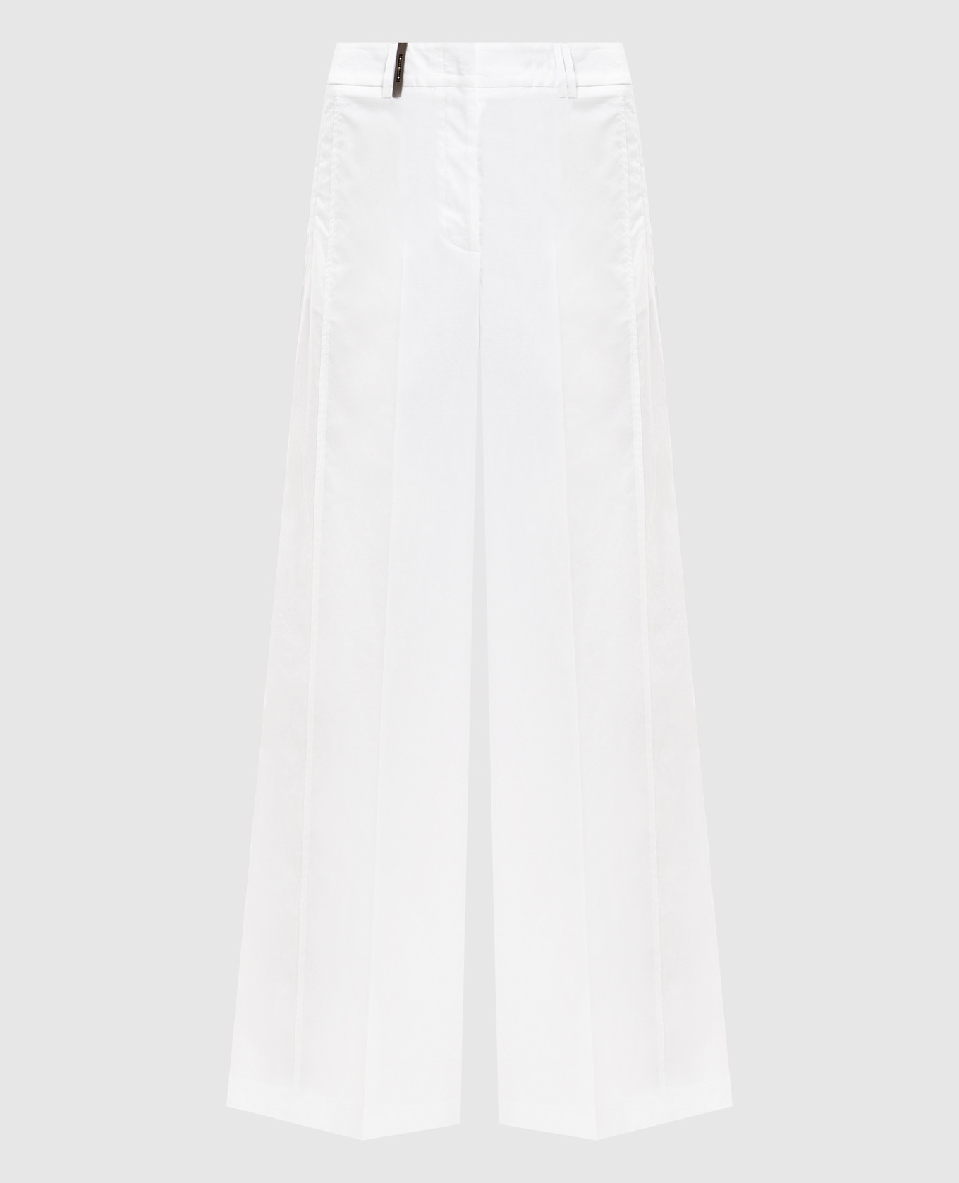 

Белые брюки с брендовым патчем, Белый, Широкие брюки