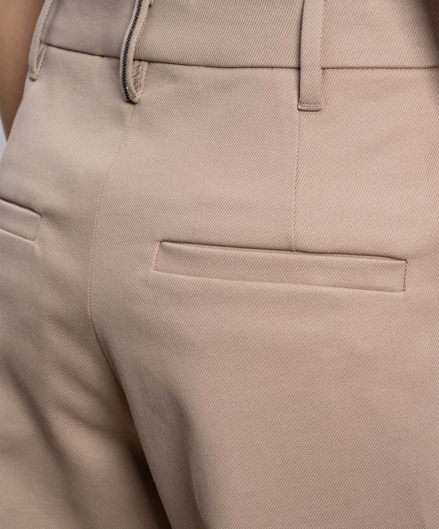 Brunello Cucinelli Бежевые брюки из хлопка с цепочкой мониль MP126P8308 изображение 5