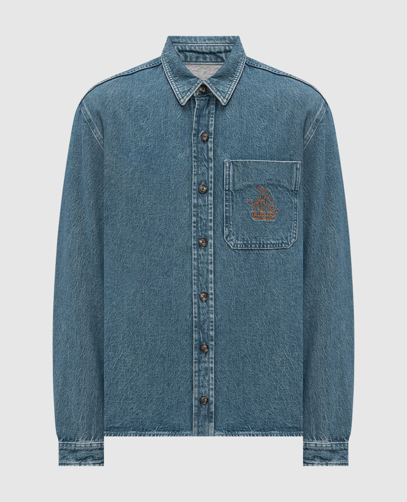 

Синяя джинсовая рубашка, Синий, Рубашки