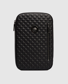 Stefano Ricci Чорна шкіряна сумка-слінг з брендовим тисненням та емблемою ND200UVD1VD