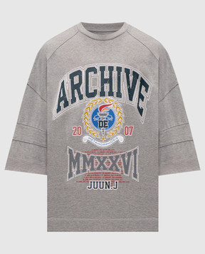 Juun.j Сіра меланжева футболка Archive з принтом JC6342P002
