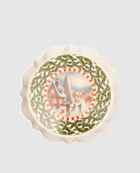 Lamart Белое фарфоровое сервировочное блюдо в рождественский принт 25405