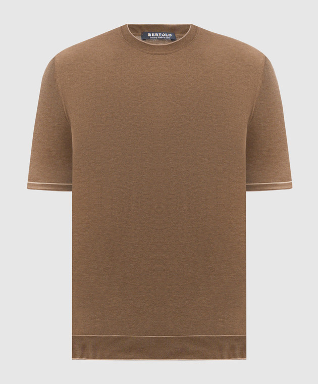 Bertolo Cashmere Коричневая футболка из хлопка 902204002056