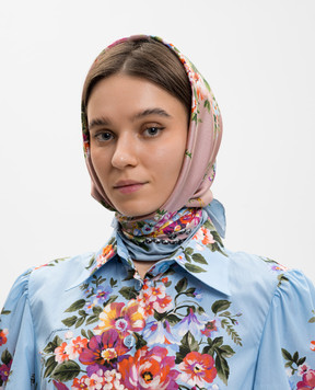 Dolce&Gabbana Рожева хустка із шовку в принт FN090RGDDLH