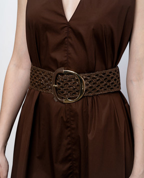 Twinset Коричневий шкіряний плетений ремінь 261TO5390