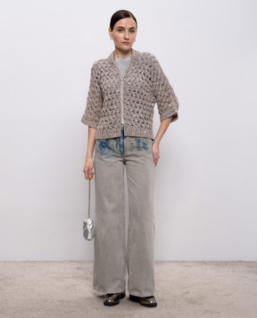 Peserico Бежевий кардиган у візерунок з паєтками E99168F039329A