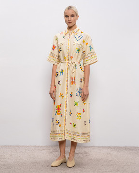 Alemais Жовта сукня-сорочка Sidi з льоном 6381D