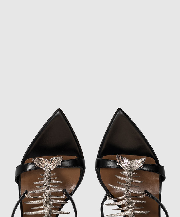 Giuseppe Zanotti Черные кожаные босоножки SLIM E600001 изображение 4